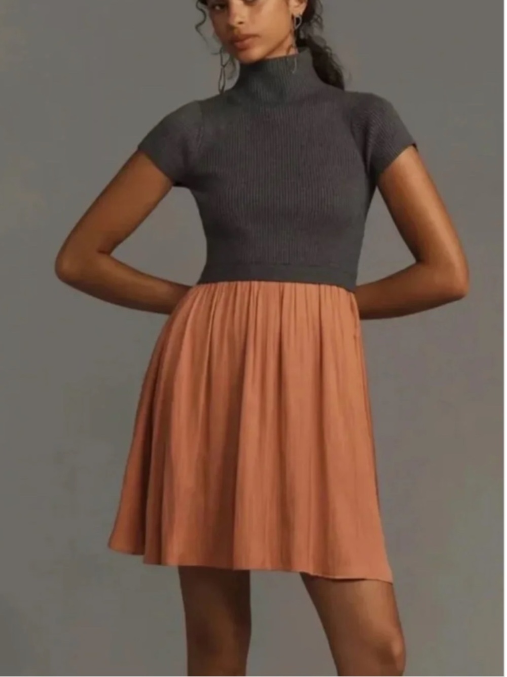 Anthropologie Thea Short-Sleeve Twofer Sweater Mini Dress Size S Small